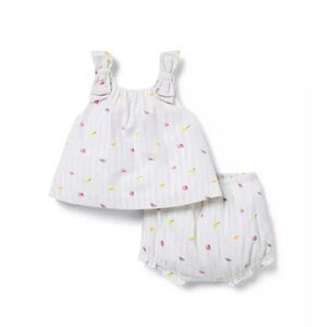Janie and Jack White and Pink Diaper Cover Set